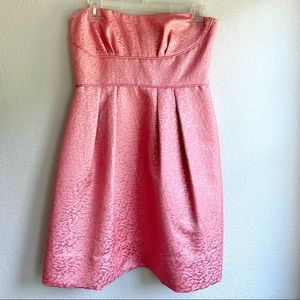 BCBG Coral and Silver Strapless Cocktail Dress